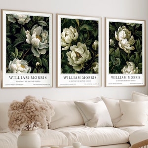 William Morris Prints, Estampas florais, Conjunto de pôsteres William Morris, Conjunto de três gravuras, Ideia para presente William Morris, Impressões de exposição, Arte de parede