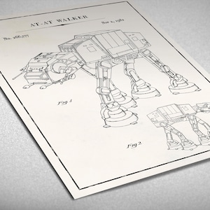 May include: A black and white line drawing of a patent for an AT-AT Walker. The patent number is 468,777 and the date is Nov 21, 1979. The drawing shows two views of the walker, one from the side and one from the front.