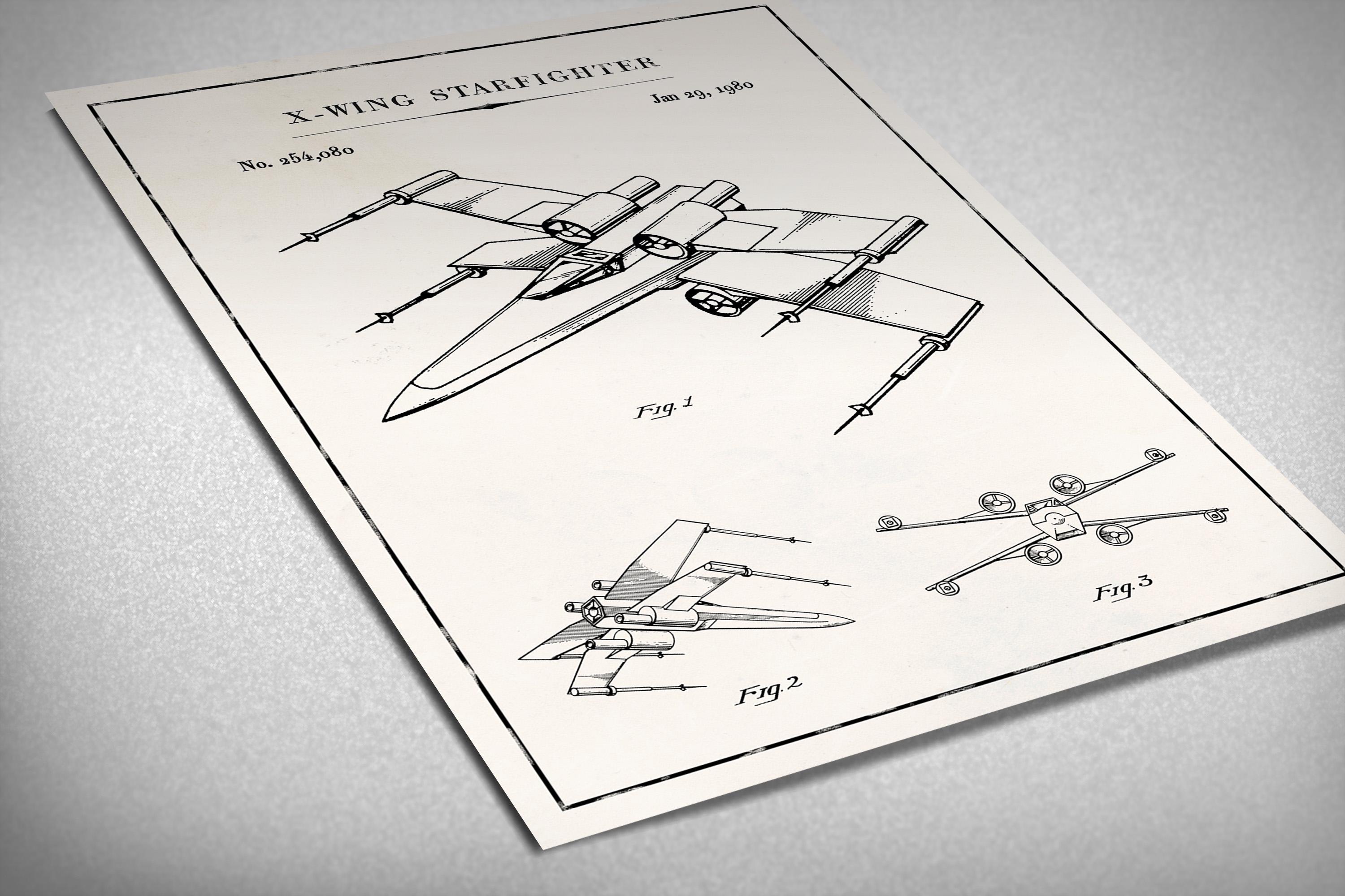 Star Wars Blueprints Wall Art, Vehicles Movie Poster Print, Patent