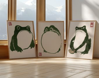 Japanse kikkerprints, Hoji-kikkers, Matsumoto Hoji-prints, Japanse vintage kunst, kikkerprints, kikkerposters, Japanse kunst, Japanse muurkunst