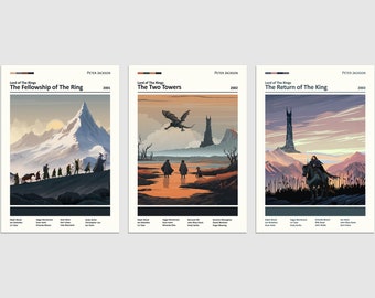 LOTR Posters, The Lord of the rings posters, LOTR Minimal Movie Posters, Set of 3, Wall Art, Tolkien, Middle Earth,Film Poster, Gift for him