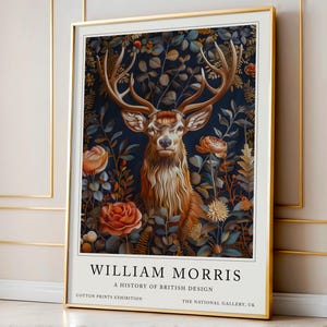 William Morris Stag, William Morris print, Exhibition Print, Stag artwork, Deer Print, vintage print, William Morris Art, Morris stag print