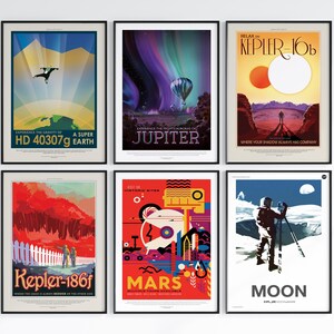 Nasa Space Posters, Planet Posters, Nasa Prints, Outer Space Art, Space Travel, Space Tourism, Space gift idea. Astronomy Gift, Nasa Prints All Six Posters