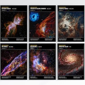 Hubble-Weltraumteleskop Poster, Wanddekor, Weltraumdruck, Sonnensystem, 3er-Set, NASA, JWST, Hubble-Teleskop, Astronomieplakat,