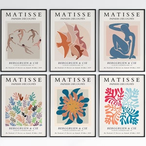 Matisse Paper Cutouts Set of 6 Prints | Famous Art Prints | Abstract Wall Art | Matisse Prints | Modern Art Posters | Matisse Artwork