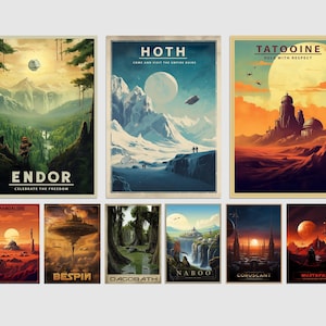 Star Wars Posters, Vintage Star Wars, Wall Art, Movie Poster Print, Space Travel Poster, Set of 3, Star Wars Film,Gift for her, Gift for Him
