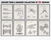 Star Wars Blueprints Wall Art, Vehicles Movie Poster Print, Patent