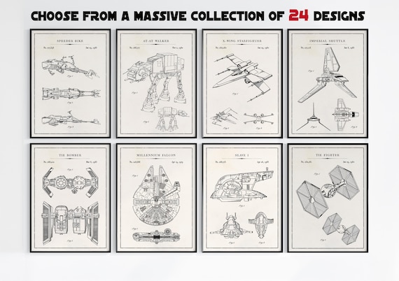 Star Wars Blueprints Wall Art, Vehicles Movie Poster Print