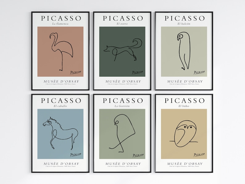Picasso Line Art Colour Posters, Modern Minimalist Wall Art, Abstract ...