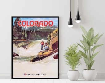 Colorado Vintage Travel poster, Retro Travel poster, Travel Print, Wall art, Wall Poster, Vintage Print
