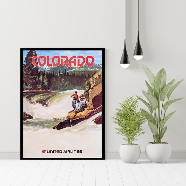 Poster di viaggio vintage Colorado, poster di viaggio retrò, stampa di viaggio, arte della parete, poster da parete, stampa vintage