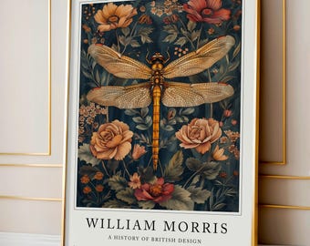 William Morris Prints, William Morris Dragonfly, Botanical Prints, Exhibition Posters, Dragonfly Print, William Morris Gift idea, Wall Art