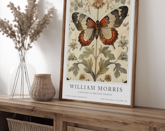 William Morris Art, Butterfly Print, Home decor, Wall art, Gift for her, William Morris Print,
