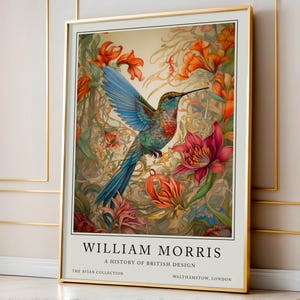 Grabados de William Morris, Grabados de la exposición de William Morris, Póster de William Morris, Arte mural vintage, Arte textil, Póster de arte de aves, Regalo para ella