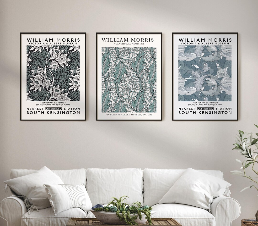 Set of 3 William Morris Botanical Prints | Art Nouveau Wall Decor ...