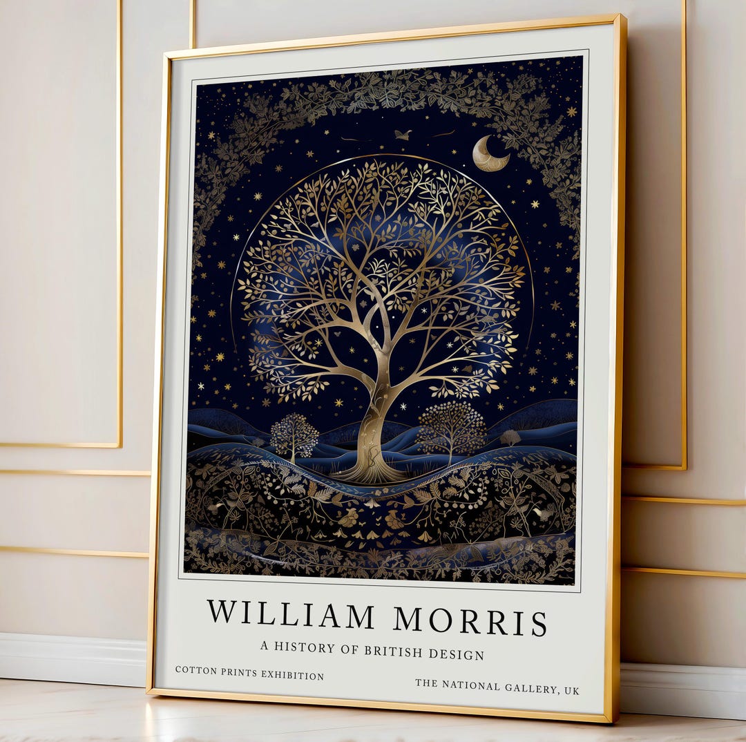 William Morris Print, Moon and Stars, Tree of Life, William Morris Art ...