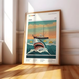 Jaws Movie Poster, Jaws Movie Print, Vintage movie poster, Horror Movie, Movie prints for cinema room, wall art, Home decor, Minimalist Art