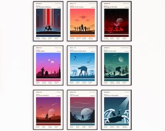 Star Wars Posters, Star Wars Trilogy, Minimal Movie Poster, Millennium Falcon, Jedi, Darth Vader, Skywalker, Star wars, Man Cave, Minimal