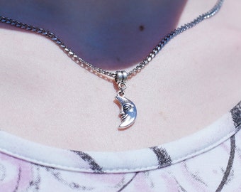 Moon Chain Necklace, Moon Charm Necklace, Unisex Necklace, Hypoallergenic Jewelry, Stainless Steel Necklace, Trendy Unisex Accessory, Gift