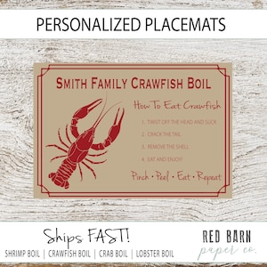 Personalized Seafood Boil Placemats | set of 6