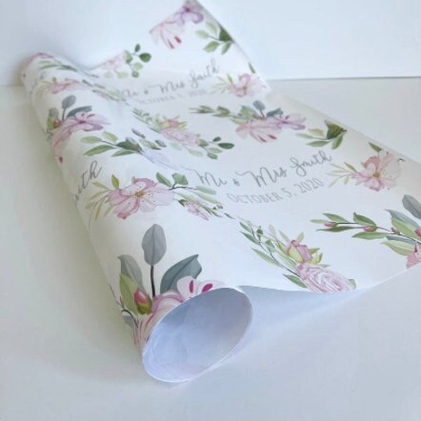 Personalized wedding gift wrap, customize our Wrapping Paper with your name and color choice