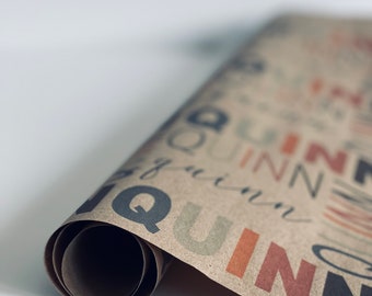 Personalized Name Wrapping Paper: Color Block Kraft Paper Gift Wrap