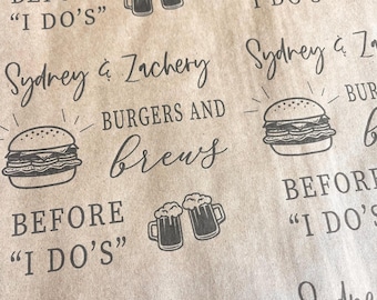 Burgers and Brews Before The I Do's, Table cover Personalized with your names