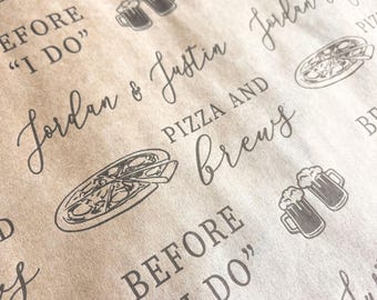 Pizza and Brews Before The I Do's, Table cover Personalized with your names