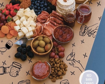 Cocktail Hour Charcuterie Brown Paper Table Runner Roll