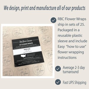 Custom Bridal Shower Fresh Flower Bouquet Wraps | Personalized for your bride and groom image 8