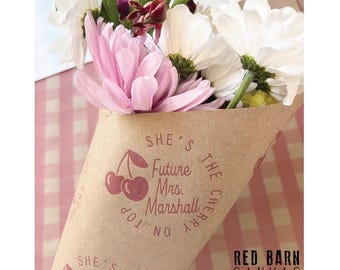 Personalized Paper Flower Wraps: Cherry On Top Bouquet