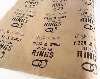 Pizza and Wings Before the Rings table cover Personalized with your names