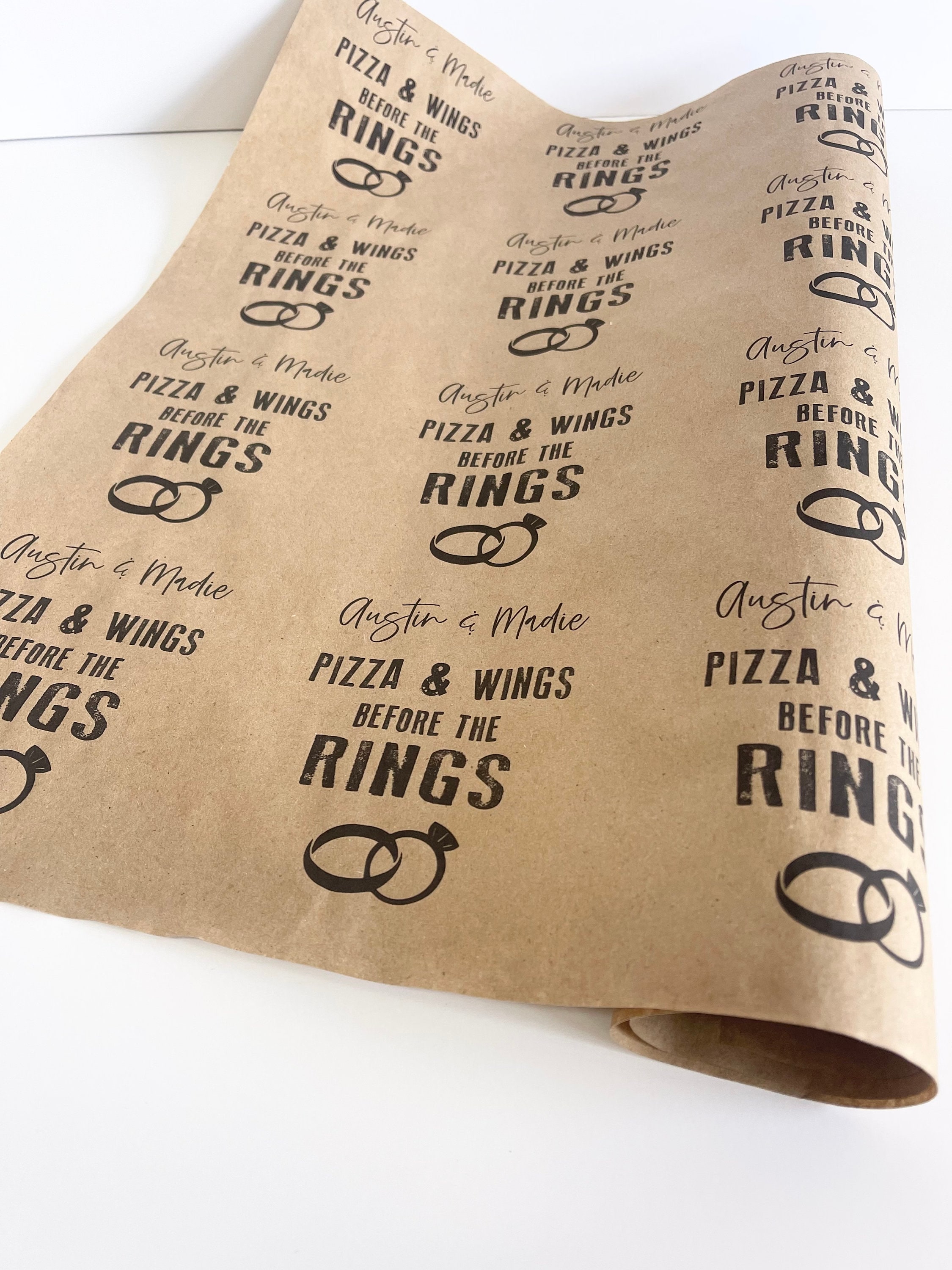 Pizza and Wings Before the Rings table cover Personalized with your names