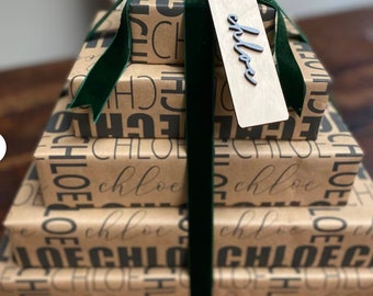 Personalized Christmas wrapping paper, Eco Friendly brown Kraft paper