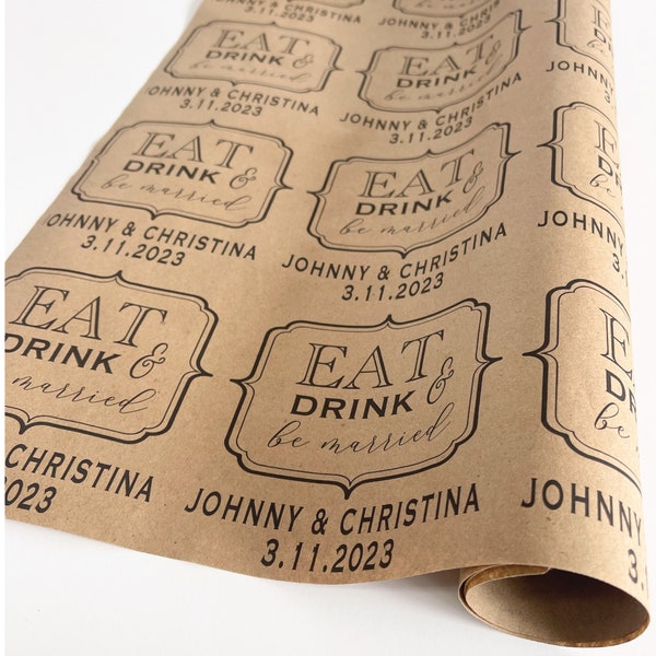 Eat, Drink And Be Married table cover Personalized with your names