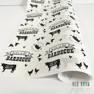 Barbecue Table Runner,  Butcher Paper, Family BBQ table cover Personalized with your name