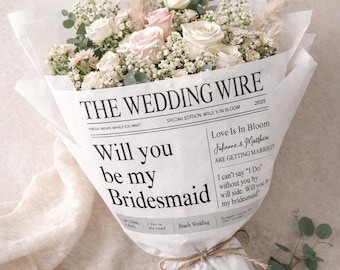 Bridesmaid Proposal Flower Wraps: Newspaper Theme