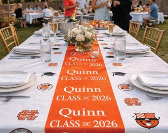 Personalized Graduation Party Paper Table runner, personalized with names and school colors