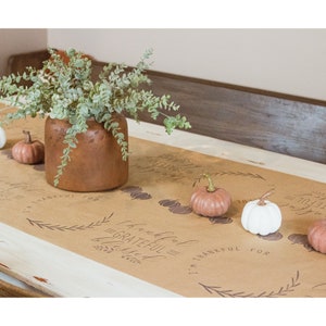 Thanksgiving Table Runner for the family, thankful grateful and blessed
