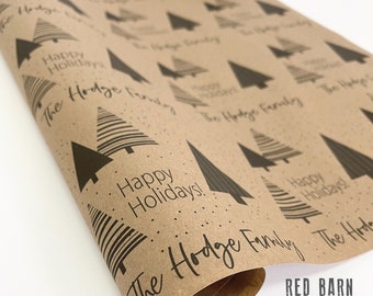 Personalized Christmas Tree Gift Wrap: Modern Kraft Paper