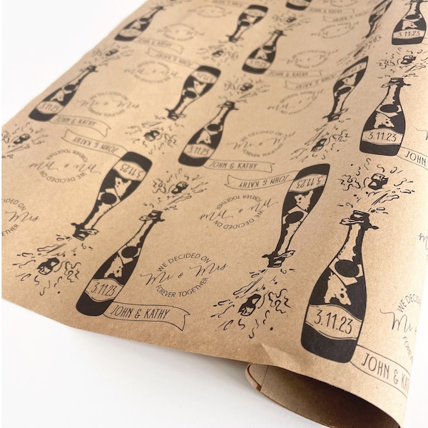 Champagne Toast Engagement Themed table cover, Personalized with your names