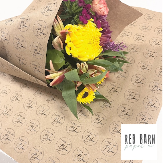 Love is in Bloom Fresh Flower Bouquet Wraps Brown Kraft Paper 