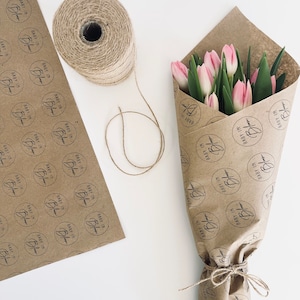 Baby in Bloom Fresh Flower Bouquet Wraps Brown Kraft Paper 