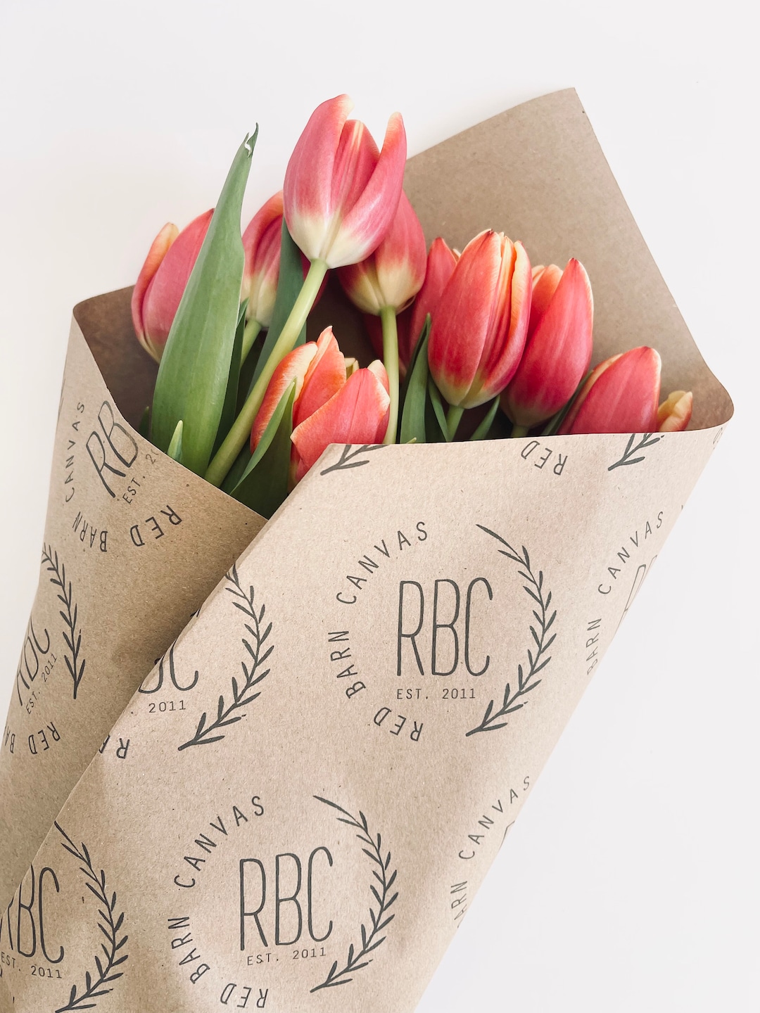 Love is in Bloom Fresh Flower Bouquet Wraps Brown Kraft Paper 