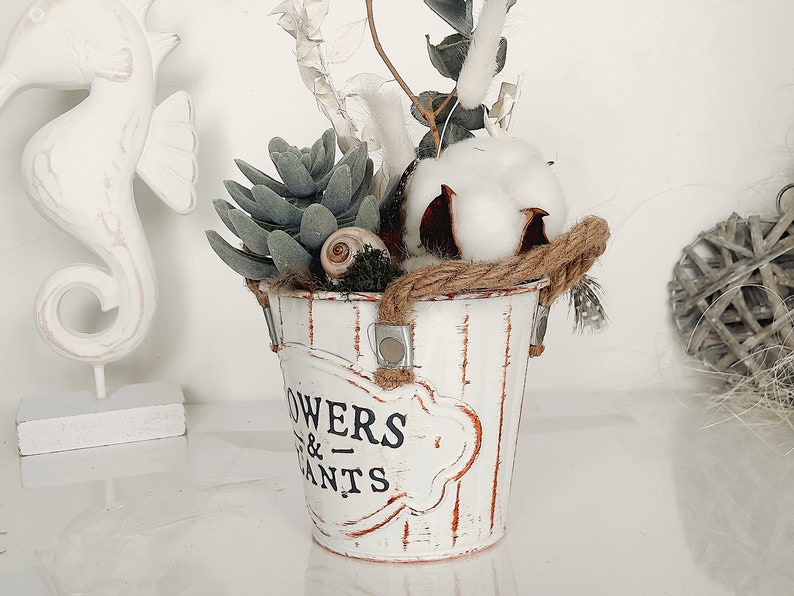 Deko Sommergesteck 'Flowers & Plants' im Vintage-Topf Bild 5