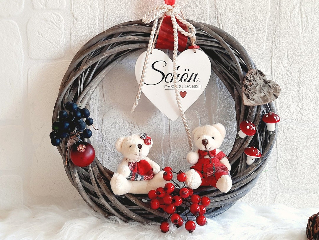 Kranz für Lieblingsmenschen mit Teddybären Muttertag Spruch wählbar