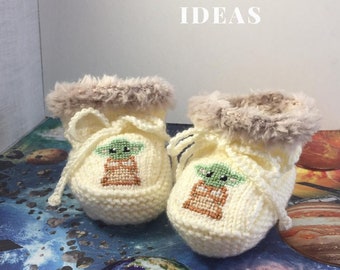 Star Wars Baby Yoda Knitted Baby Booties Inspired Jedi Knitted Baby Shoes Baby Shower Gift Baby Announcement Gift Baby Shower Star Wars Gift