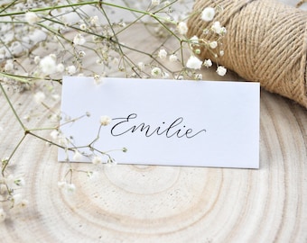Wedding Place Card, Handwritten Place Name, Calligraphy Place Setting, Black and White Name Card, Dinner Party Decor, Guest Name Tag