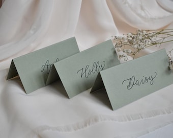 Wedding Place Card, Handwritten Calligraphy Place Name, Wedding Guest Name Tag, Sage Green Wedding Place Setting, Sage Green Table Setting