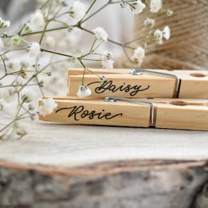 Personalised Wedding Favours, Wedding Place Names, Handwritten Wooden Pegs, Rustic Wedding Favours, Wedding Place Card, Guest Place Setting